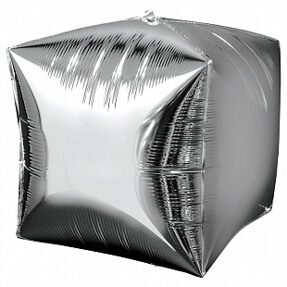 Шар фигура Куб 24"/60 см 3D Серебро